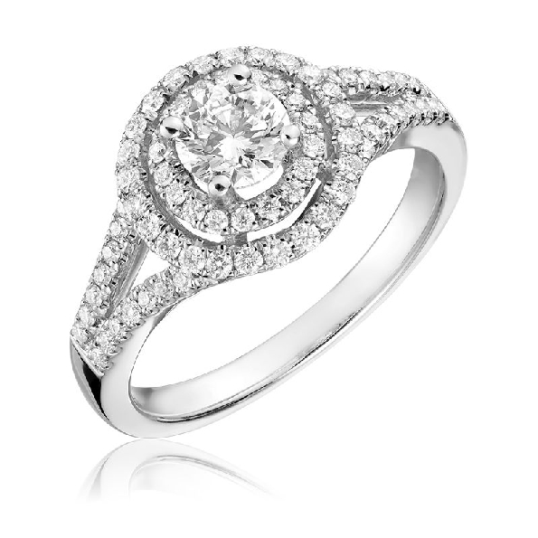 0.50ctw I1 Clarity; GH Colour Double Halo 14K White Gold Engagement ring 