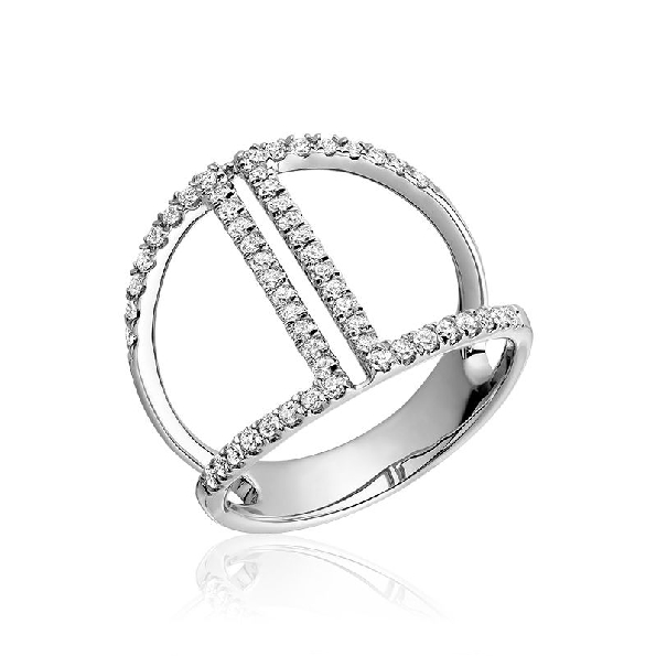 0.45ctw Diamond Wide Double Bar 14K White Gold Ring from the Joy Collection 