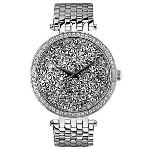 Stainless Steel with 60 Individually Hand-set Crystals with Silver Rock Crystal Dial Dress Caravelle by Bulova Watch #43L206