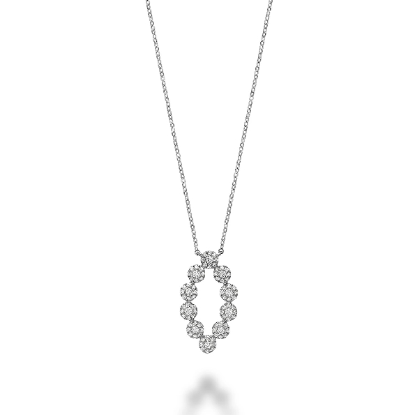 0.41ctw Diamond Cluster Marquise Shape 14K White Gold Necklace by Joy- 18 Inch Adjustable