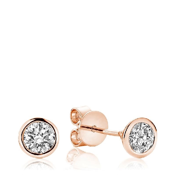 0.35ctw Diamond Bezel 14K Pink Gold Stud Earrings from the Joy Collection