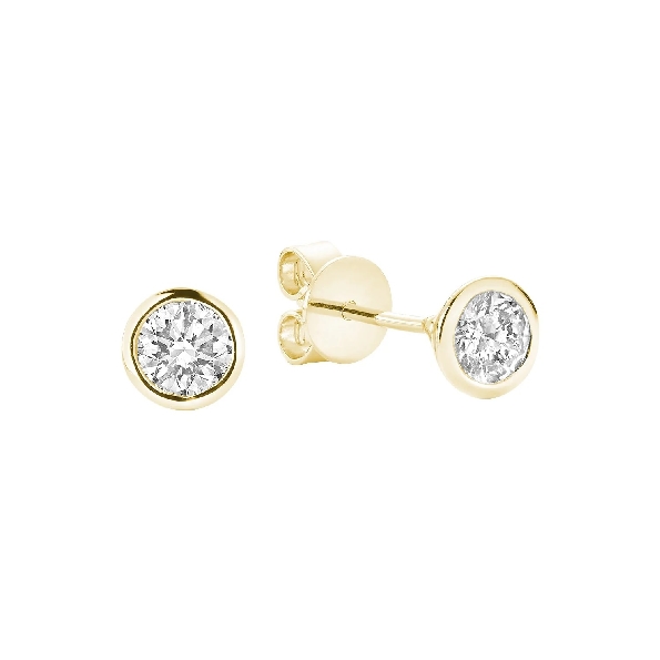 0.50ctw Diamond Bezel 14K Yellow Gold Stud Earrings from the Joy Collection