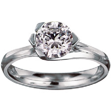 Rousay Round Solitaire with Cubic Zirconia Centre18K White Gold Ring Mount by MaeVona - Size 6