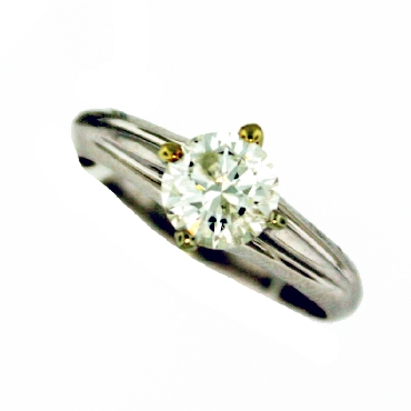 Round Four Claw Solitaire 14K White Gold Ring fits 1 carat round centre 