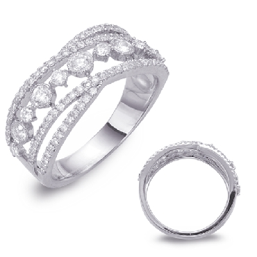 0.69ctw Diamond SI1 Clarity; G Colour Wide Fashion 14K White Gold Ring