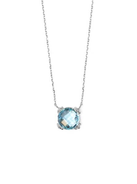Dew Drop Cluster Faceted Blue Topaz Sterling Silver 18 Inch Plus 1 Inch Extension Necklace from the Dew Drop Collection by Anzie