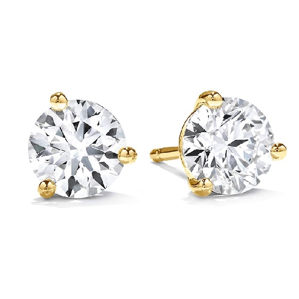 1.09ctw Hearts on Fire Diamond VS-SI Clarity; I-J Colour Three Prong 18K Yellow Gold Stud Earrings