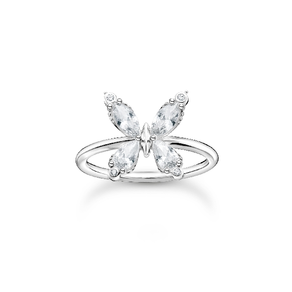 Cubic Zirconia Butterfly Sterling Silver Ring - Size 6 - Magic Garden Collection - Charm Club by Thomas Sabo