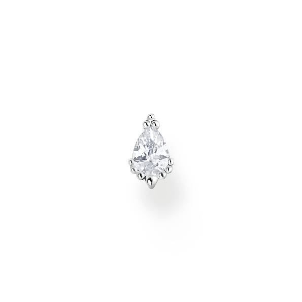 Single Cubic Zirconia Ice Crystal Pear Sterling Silver Stud Earring - Charm Club by Thomas Sabo