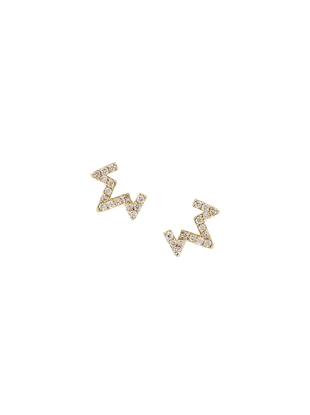 0.15ctw Diamond Zig Zag 14K Yellow Gold Stud Earrings from the Aztec Collection by Anzie