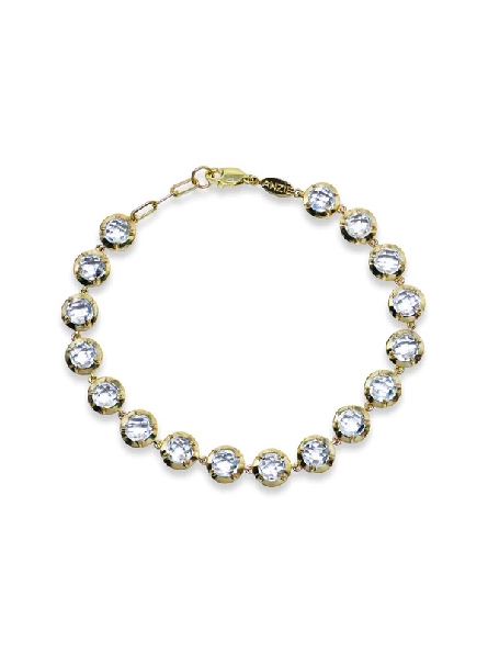 5mm Faceted White Topaz 14K Yellow Gold Bracelet from the Melia Collection by Anzie - 7 1/4 Inch
