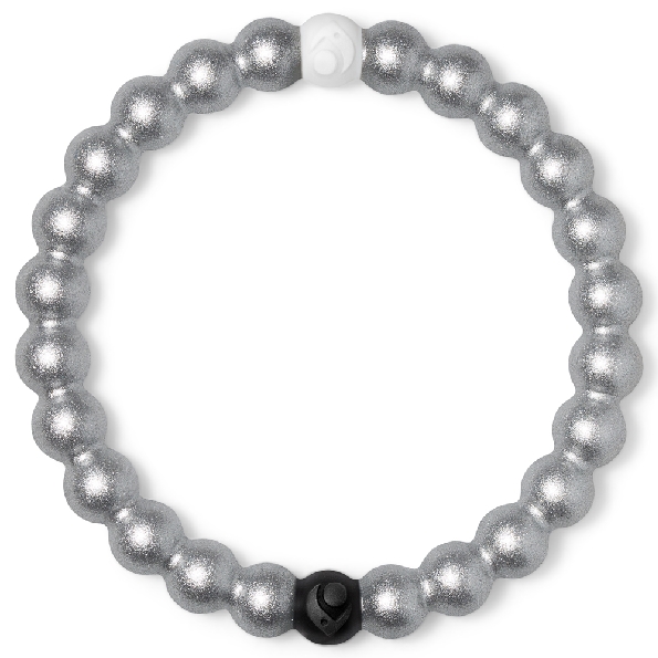 Lokai Metallic Silver Small- White Bead Infused with Water from Mount Everest and Black Bead with Mud from the Dead Sea. 