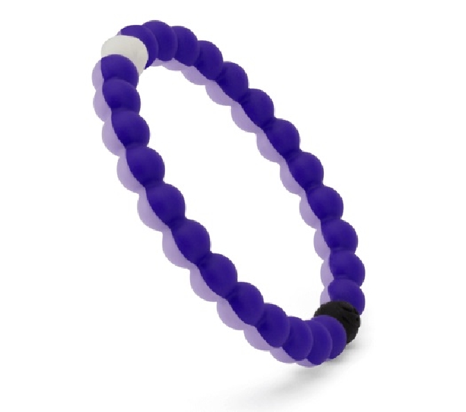 Limited Edition 2018 Lokai Split Purple Small- White Bead Infused with Water from Mount Everest and Black Bead with Mud from the Dead Sea Supporting the Alzheimers Association.