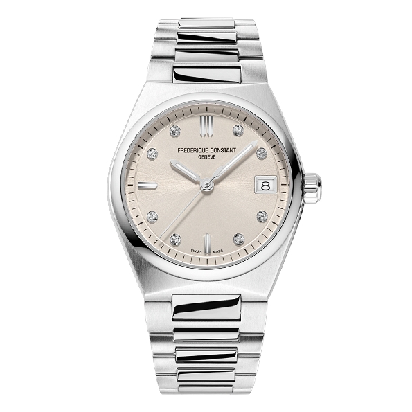 Stainless Steel 31mm Round Case; Sapphire Crystal; 8 Diamonds VS Clarity; H Colour on Silver Dial; Rose and White Indexes; Stainless Steel Dual Finish Strap with Deployant Buckle; Interchangable White Rubber Strap; Highlife Collection; Swiss Made; Mo
