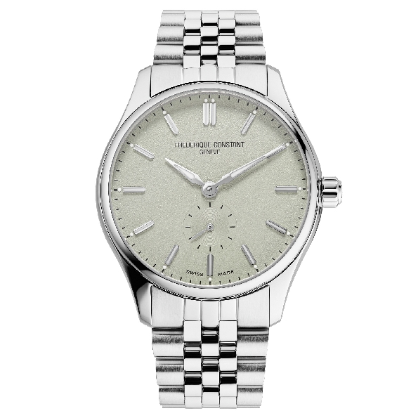 Stainless Steel 39mm Brushed and Polished Round Case; FC-530 Automatic Movement; Sage Green Dial; Silver Indexes with Luminous Treatment; Second Hand Dial; Stainless Steel 7-Link Bracelet with Fold-over Clasp; Classic Index Automatic Collection; Swis