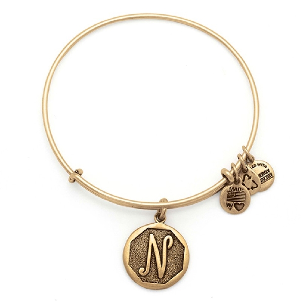 Initial N Expandable Wire Bangle Rafaelian Gold By Alex and Ani