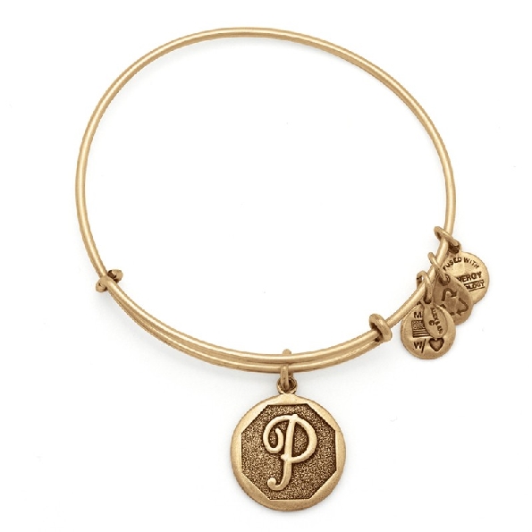 Initial P Expandable Wire Bangle Rafaelian Gold By Alex and Ani