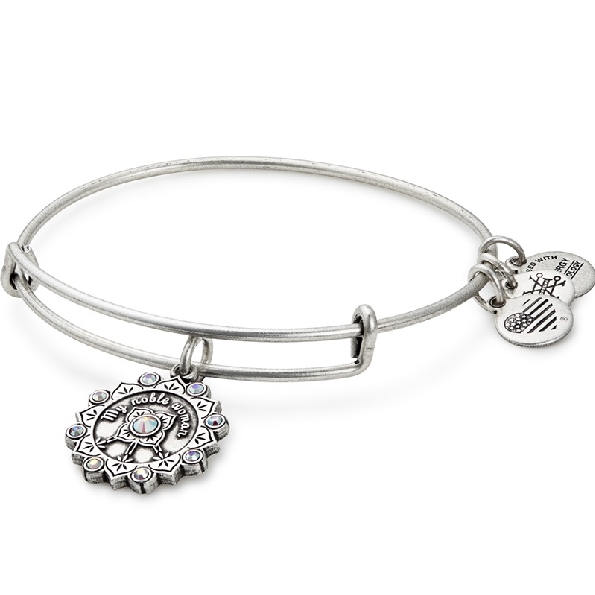 Maid of Honor Expandable Wire Bangle with Crystals Rafaelian Silver from the Mantras and Connections Collection By Alex and Ani