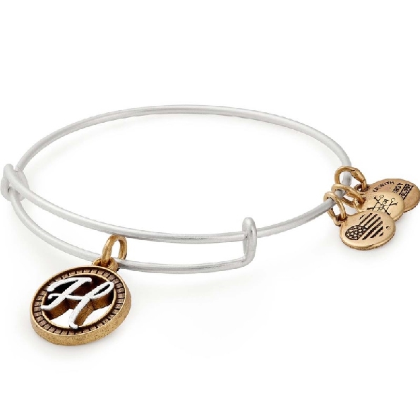 Initial H II Expandable Wire Bangle Two-Tone Rafaelian Silver and Gold By Alex and Ani