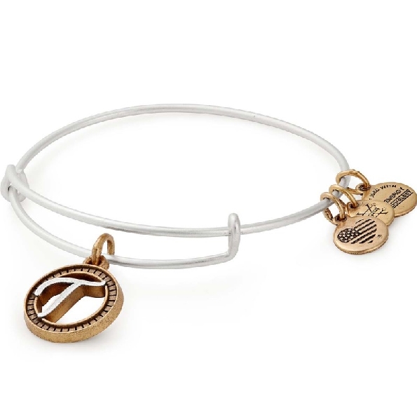 Initial T II Expandable Wire Bangle Two-Tone Rafaelian Silver and Gold By Alex and Ani