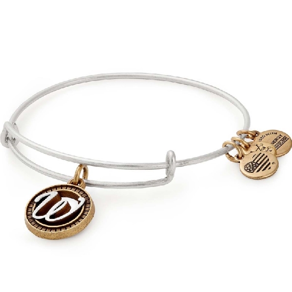 Initial W II Expandable Wire Bangle Two-Tone Rafaelian Silver and Gold By Alex and Ani