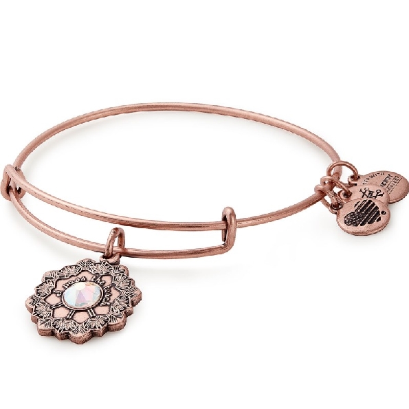 Mother of the Bride Expandable Wire Bangle with Crystals Rafaelian Rose from the Mantras and Connections Collection By Alex and Ani