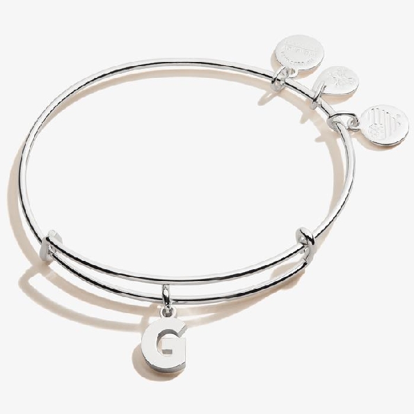 Initial G III Expandable Wire Bangle Shiny Silver By Alex and Ani