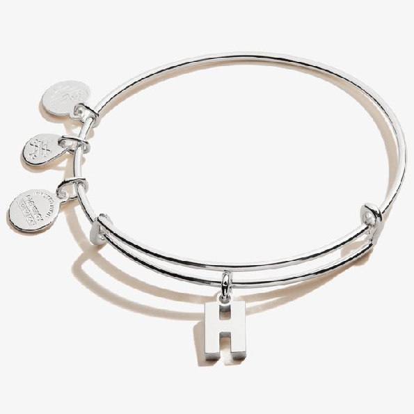 Initial H III Expandable Wire Bangle Shiny Silver By Alex and Ani