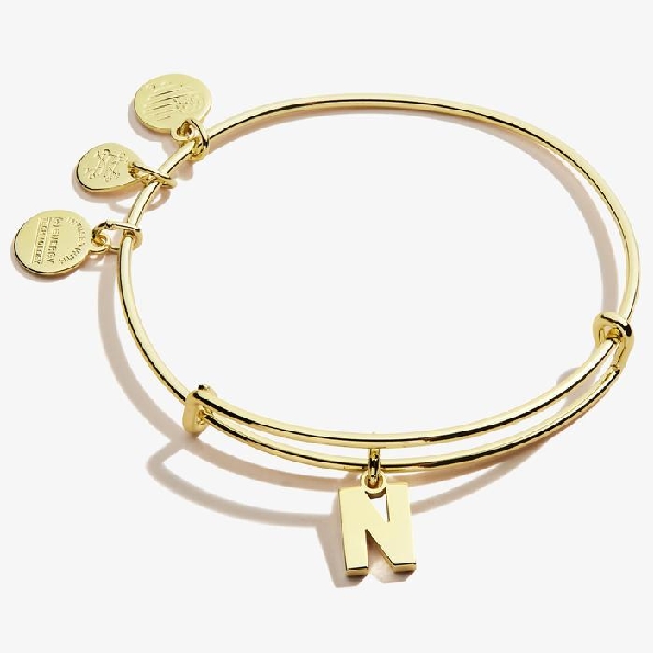 Initial N III Expandable Wire Bangle Shiny Gold By Alex and Ani