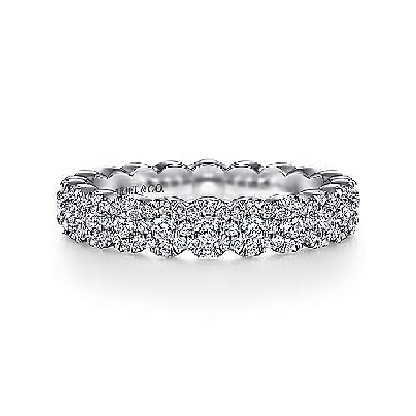 0.93ctw Diamond SI2 Clarity; GH Colour Seven Round Halos 14K White Gold Band by Gabriel & Co. - Serial No. S1411543
