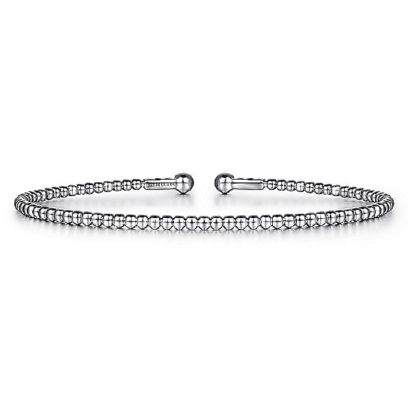 Bead Design 14K White Gold Cuff Bangle from the Bujukan Collection by Gabriel & Co. - Serial No. S1041089