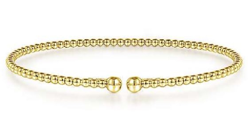 Bead Design 14K Yellow Gold Cuff Bangle from the Bujukan Collection by Gabriel & Co. - Serial No. S1041090