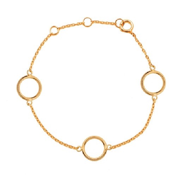 Open Circles Rose Gold Plated Sterling Silver Bracelet - 6 3/4 - 8 Inch