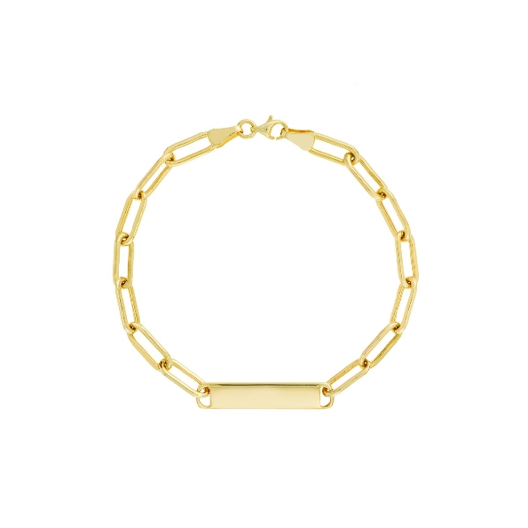 Forzentina Hollow Link with ID Bar 14K Yellow Gold Chain Bracelet- 7 1/2 Inch - Midas Collection