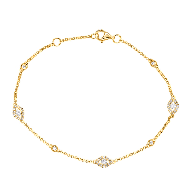 0.36ctw Diamond SI1 Clarity; G Colour Marquise Shapes 14K Yellow Gold Bracelet - 7 Inch