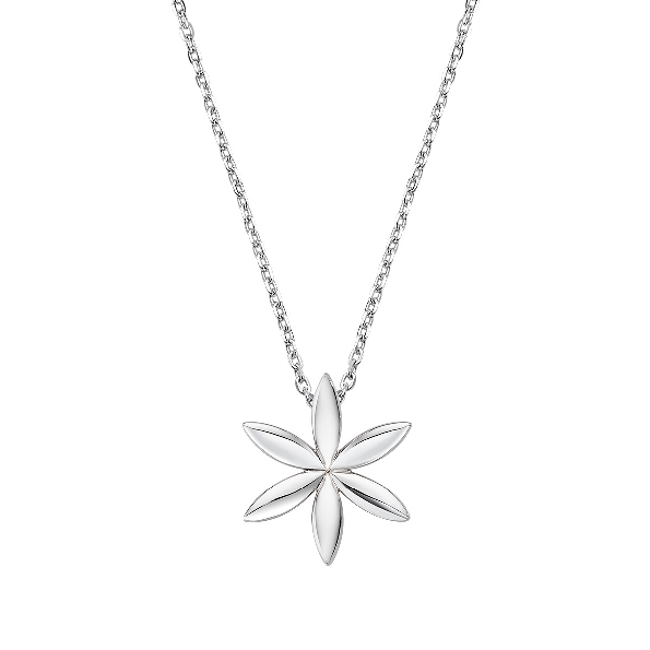 Sterling Silver Flower Necklace - 16 Inch Adjustable