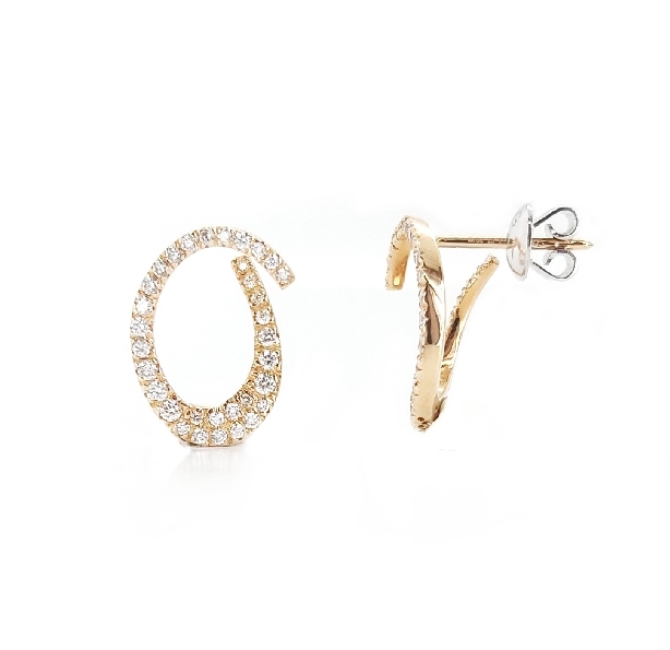 0.69ctw Diamond VS1 Clarity; G Colour Botticelli 18K Rose Gold Earrings by Ponte Vecchio Gioielli