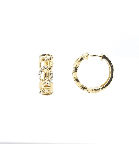 0.32ctw Diamond SI Clarity; GH Colour Link Style 18K Yellow Gold Hoop Earrings by Uneek Fine Jewellery