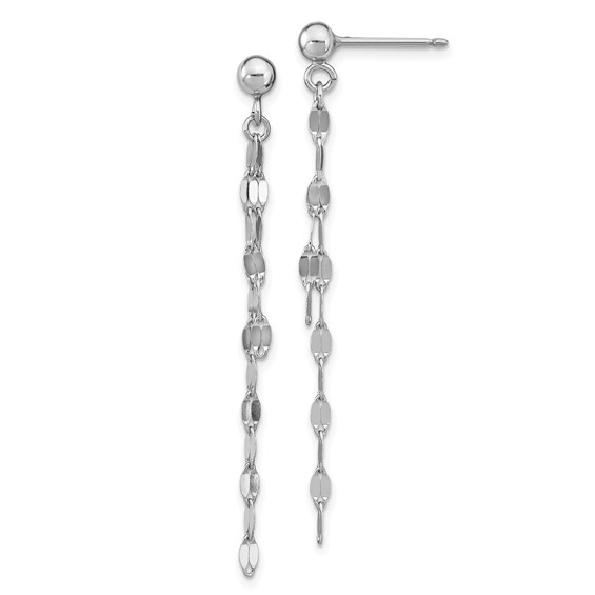 Double Diamond Cut Chain Link Sterling Silver Dangle Stud Earrings