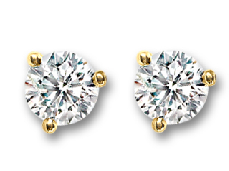 0.40ctw Canadian Diamond I1Clarity; G-I Colour 14K Yellow Gold Three Prong Screw Back Stud Earrings by Fire and Ice - CAD181198; CAD181193