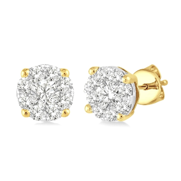 0.75ctw Diamond SI1-SI2 Clarity; FG Colour Love Bright Solitaire 14K Yellow and White Gold Earrings
