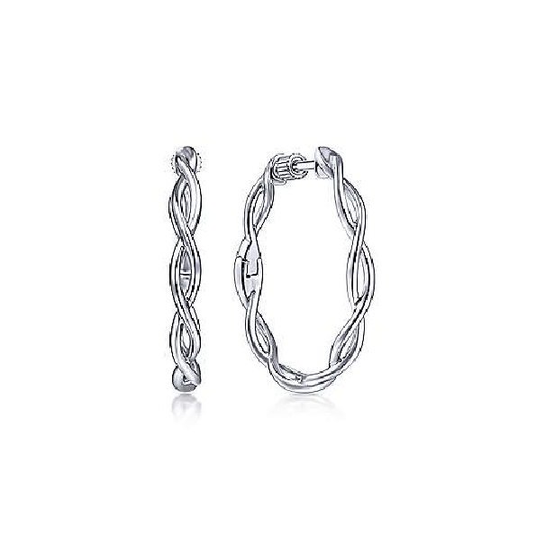 Plain Twisted 25mm Safety Hoop Sterling Silver Earrings from the Contemporary Collection by Gabriel & Co. - Serial No. S1423145