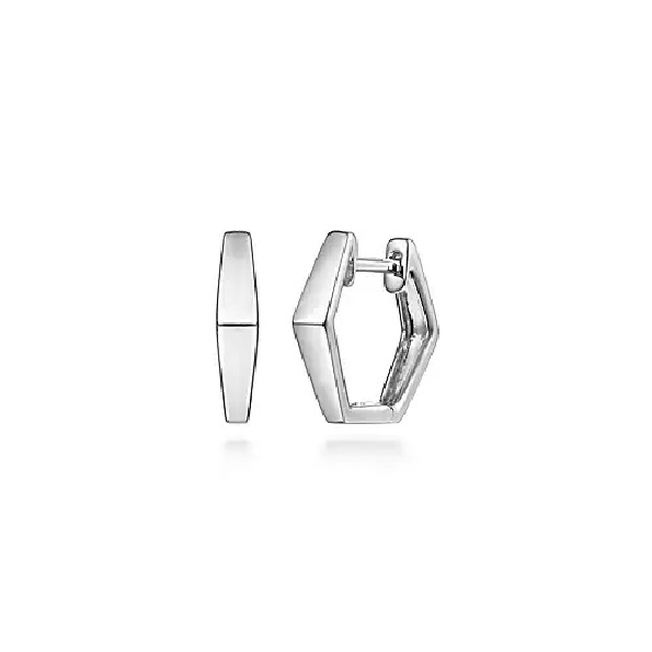 Small Geometric 14mm Sterling Silver Earrings from the Contemporary Collection by Gabriel & Co. - Serial No. S1480080