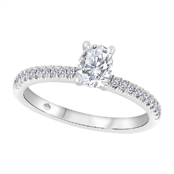 0.507ct Forever Ice Canadian Oval Diamond I1 Clarity; G-I Colour (CAD78066) with 0.15ctw Diamond Straight Solitaire 14K White Gold Solitaire Ring - Made in Canada