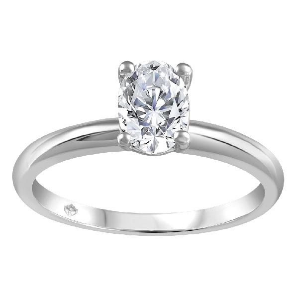 0.59ct I1 Clarity; F Colour Fire and Ice Canadian Oval Diamond (CAD78229; GIA1368138035) Solitaire 14K White Gold Ring - Made in Canada 