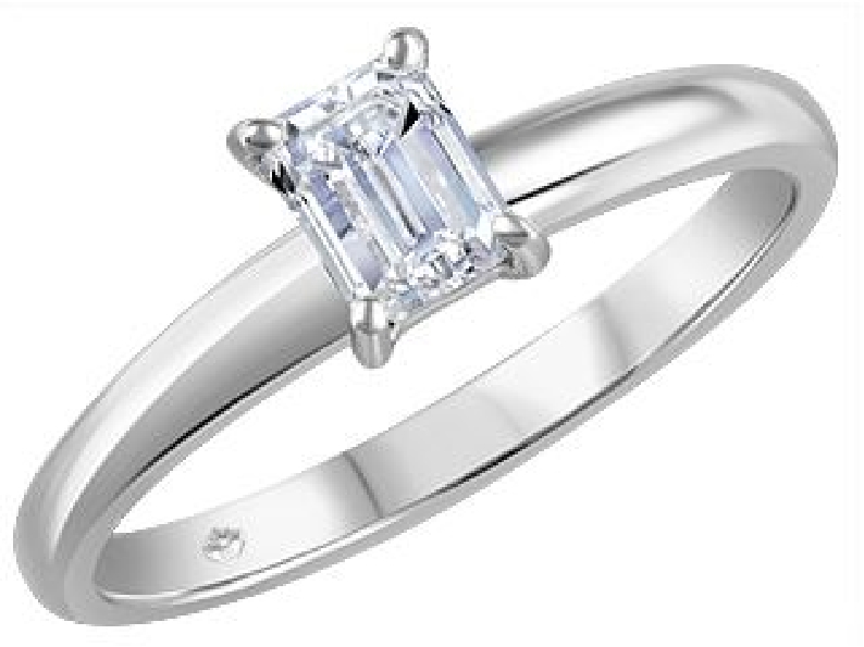 0.503ct Fire and Ice Canadian Emerald Cut Diamond SI2 Clarity; G-I Colour (CAD78204) 14K White Gold Solitaire Ring - Made in Canada