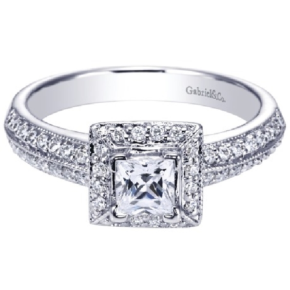 0.35ct Canadian Centre Princess Cut Diamond with 0.28ctw Diamond SI2 Clarity; GH Colour 14K White Gold Adore Ring by Gabriel & Co. - Size 6 1/4