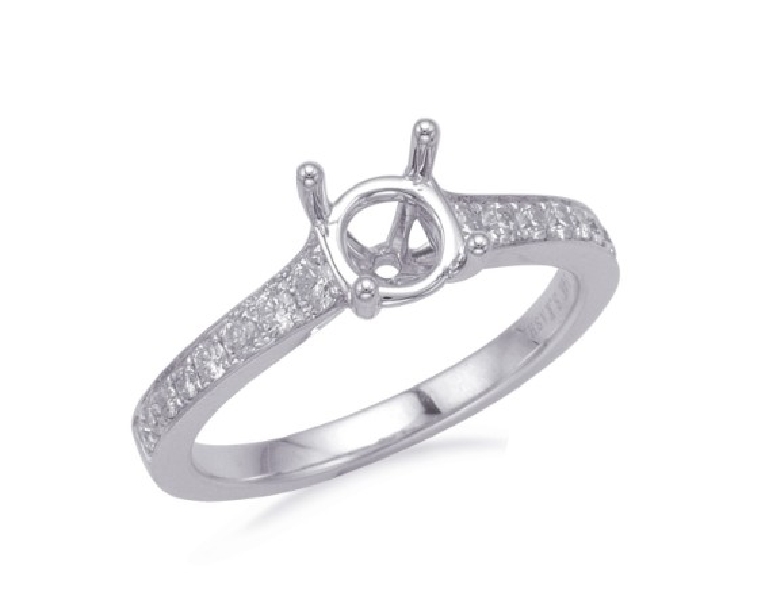 0.32ctw Diamond SI1 Clarity; G Colour Round Accented Tapered Cathedral Solitaire 14K White Gold Ring Mount - fits 1/2 carat Round centre - Size 6