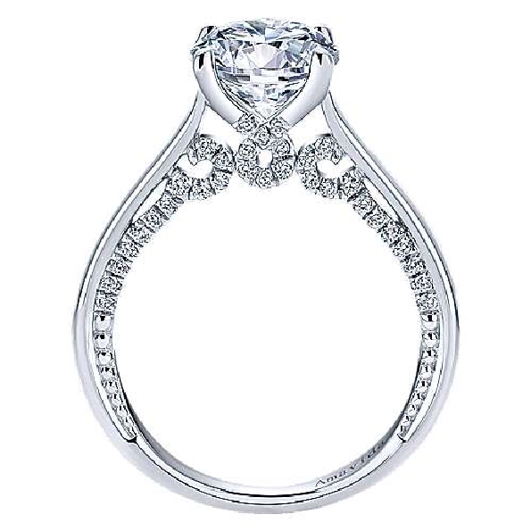 0.25ctw Diamond VS Clarity; GH Colour Cubic Zirconia Centre Accented Solitaire 18K White Gold Ring - Amavida by Gabriel & Co. - Serial No. S899068