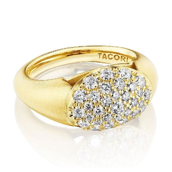 Crescent Eclipse 1.03ctw Diamond VS Clarity; G Colour Pave Diamond Satin Finish Dome Ring 18K Yellow Gold Ring - Serial No. 2195441